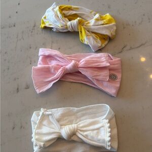 Charming Kids Headband Trio in Pink, White, and Yellow